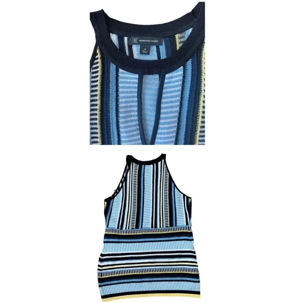 INC International Concepts Striped Knit Halter Top - Picture 4 of 7